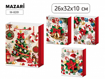 Пакет подарочный НГ 26*32*10 см