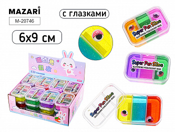 Слайм c блестками, 120 г, 3 цвета в пластик.уп.
