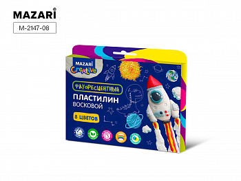 Пластилин восковой флуоресцентный 8 цв., 120 г