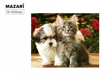 Алмазная мозаика КОТЕНОК И ЩЕНОК-2,40х50см