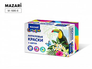 Акриловые краски, 6 цв., карт.коробка